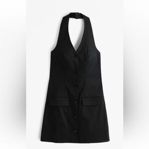 NWT Abercrombie & Fitch Black Button Mara Halter Vest Backless Mini Dress